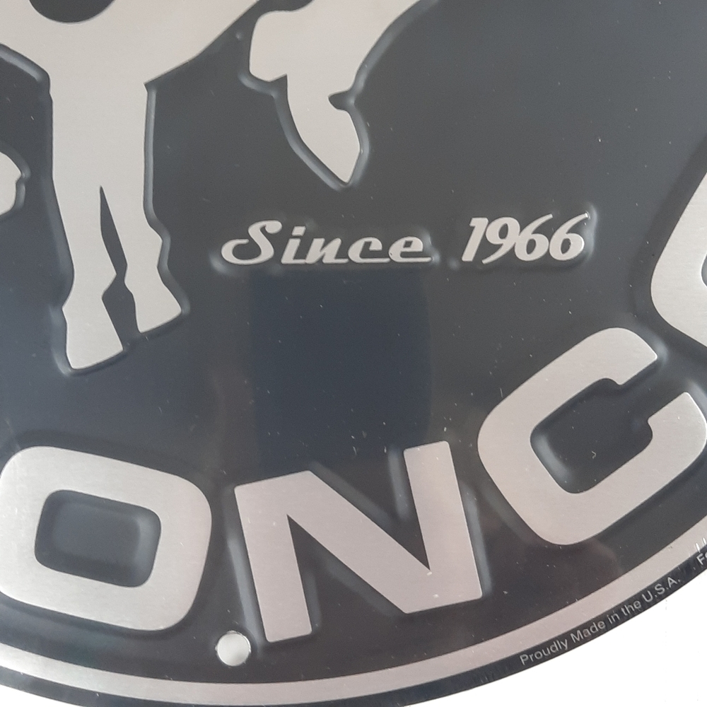 FORD BRONCO Emboss Metal Sign 12" Round Bar Man Cave Garage Home Office Gift - Picture 2 of 6